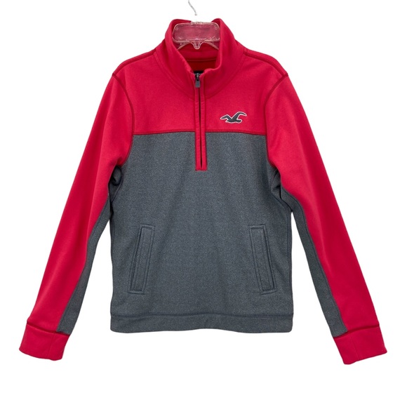Hollister Jackets & Blazers - HOLLISTER Sweatshirt Jacket 1/4 Zip Pullover Pink Gray